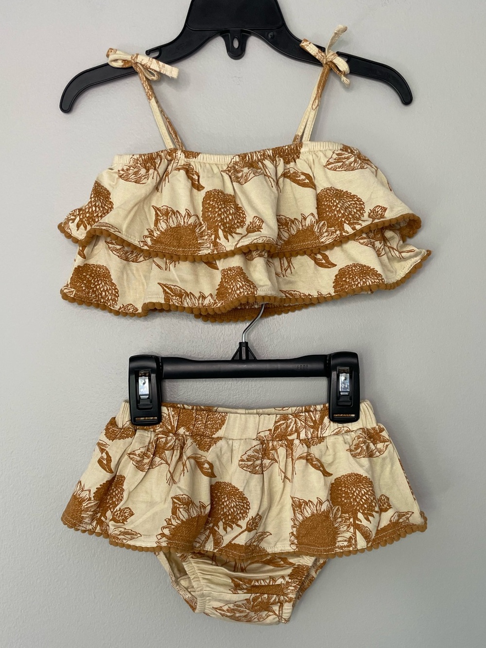 Kate Quinn Sunflower Print Double Ruffle Bamboo Sunsuit